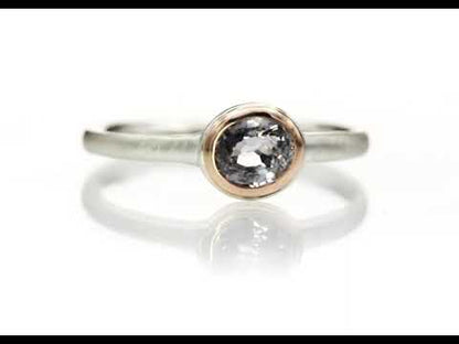Oval Grayish-Lavender Spinel Rose Gold Bezel Sterling Silver Stacking Ring