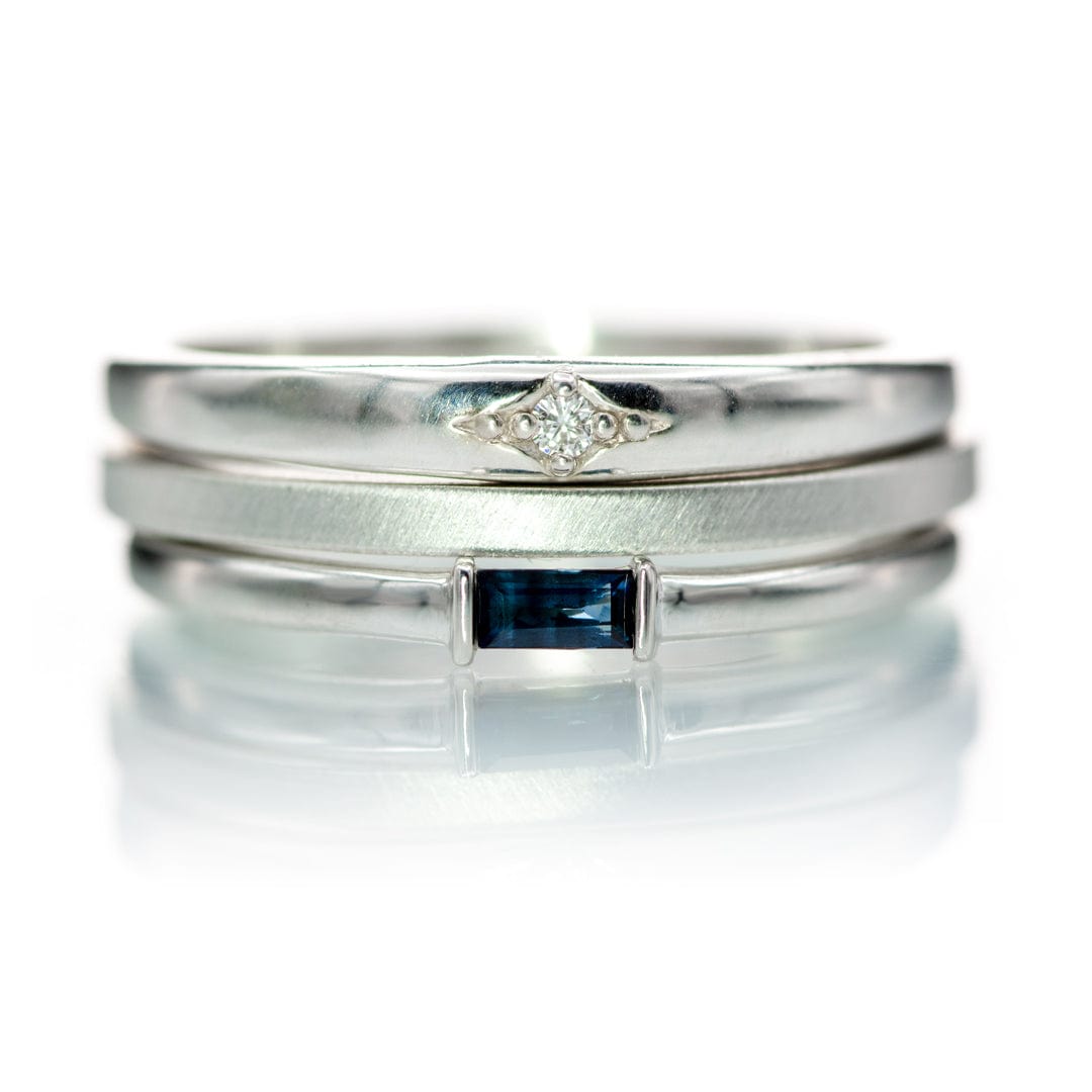 Baguette Blue Sapphire Sterling Silver Stacking Ring, Ready To Ship Ring Ready To Ship by Nodeform