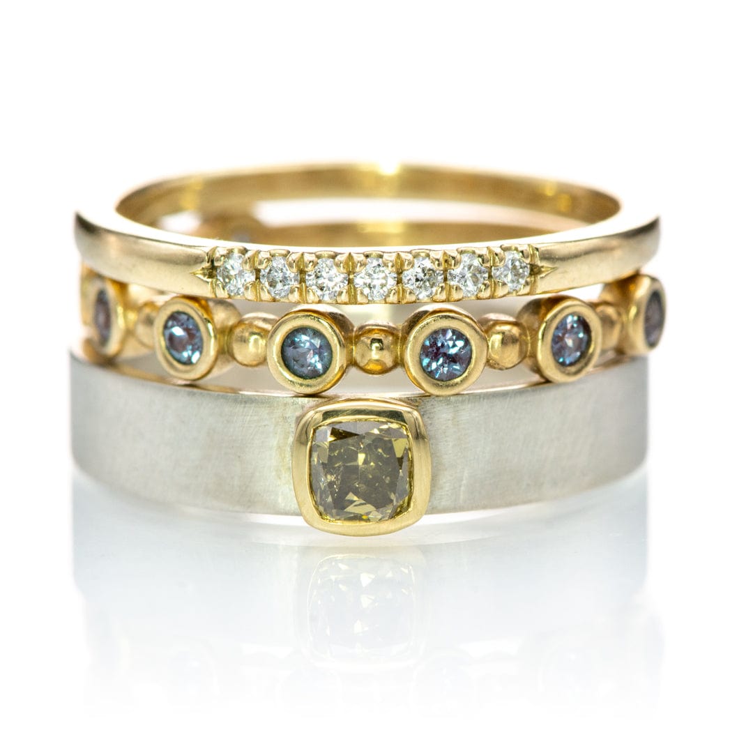 Alexandrite  Becca Band - Bezel Set 10k gold Stacking Half Eternity Anniversary Ring Ring Ready To Ship by Nodeform