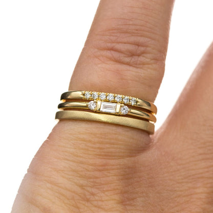 Louise Anniversary Band - Narrow French Set Lab Diamond 10k Yellow Gold Stacking Wedding Ring Ring Ready To Ship by Nodeform