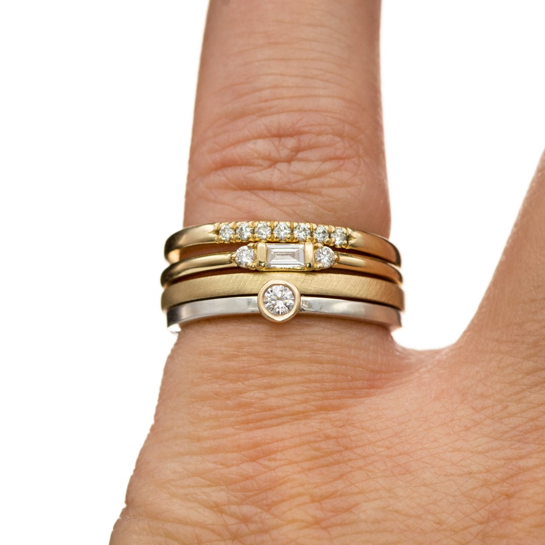 Tiny bezel set Moissanite 14k Gold & Sterling Silver Stacking Ring Ring by Nodeform