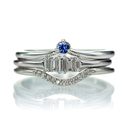 Velma Band - Diamond, Moissanite or Sapphire V-Shape Contoured Stacking Wedding Ring Ring by Nodeform
