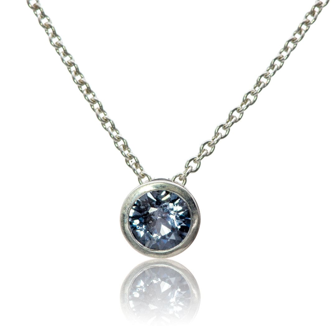 Round Light Blue Spinel Sterling Silver Slide Pendant Necklace Necklace / Pendant by Nodeform