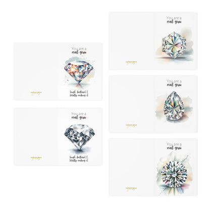 Watercolor Diamond Print Folded Cards - Set of 5