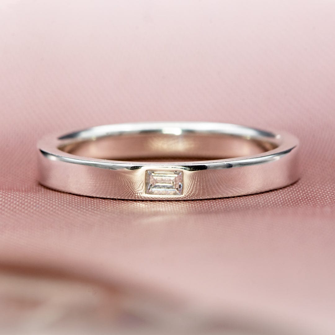 Baguette Diamond Simple Flat Wedding Ring Band Ring by Nodeform