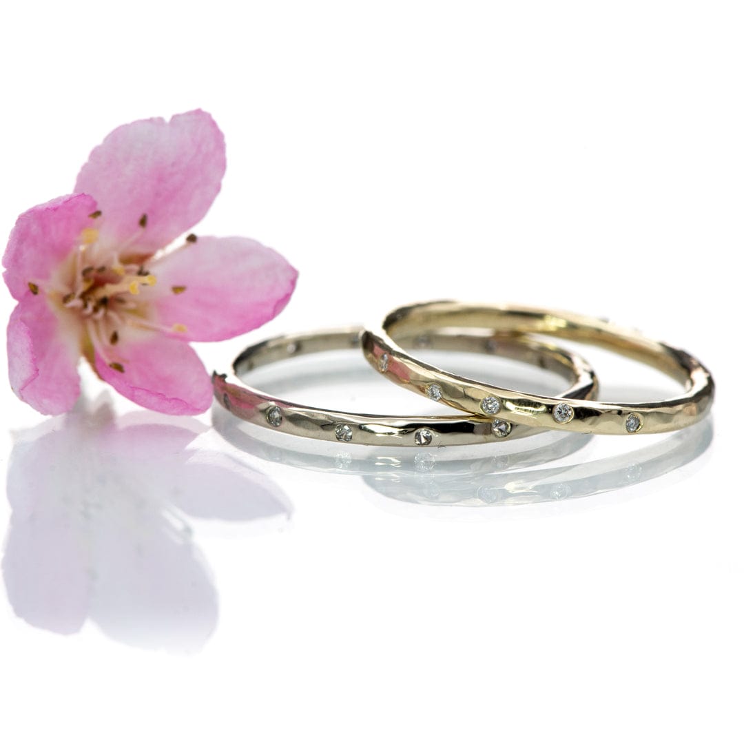 5 Diamonds Delicate Ring / Diamonds Ultra-Thin Ring / 10k Rose Gold Kn –  QCustom Jewelry