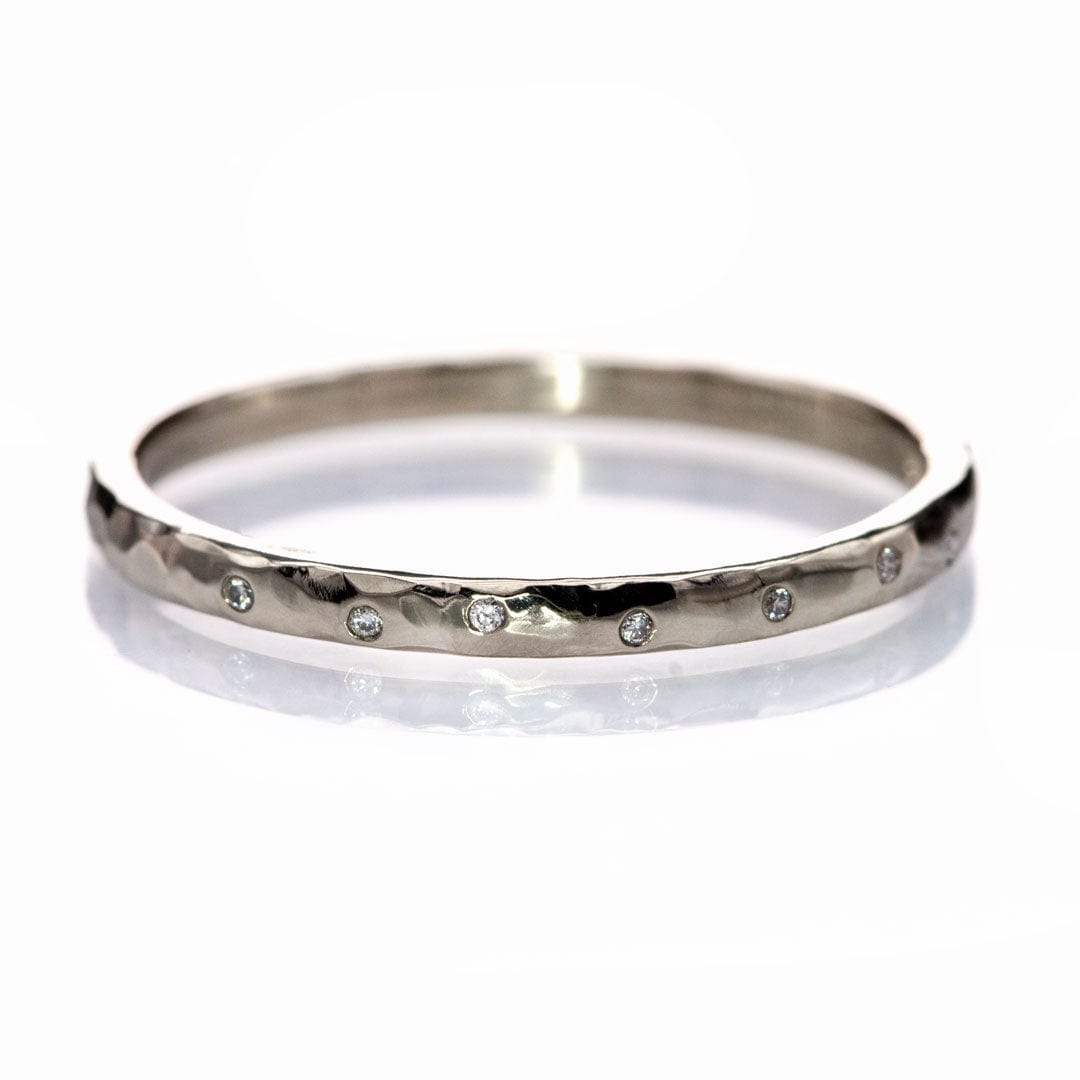 Thin Diamond Wedding Ring Skinny Hammered Texture Wedding Band – Nodeform