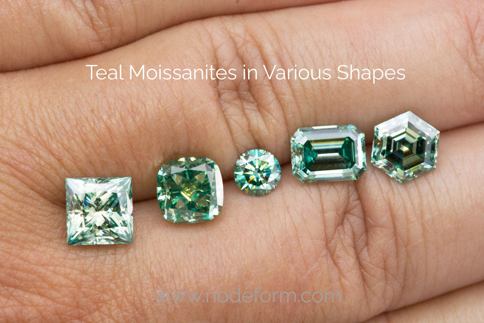 Emerald Cut Teal Moissanite Loose Stone Loose Gemstone by Nodeform