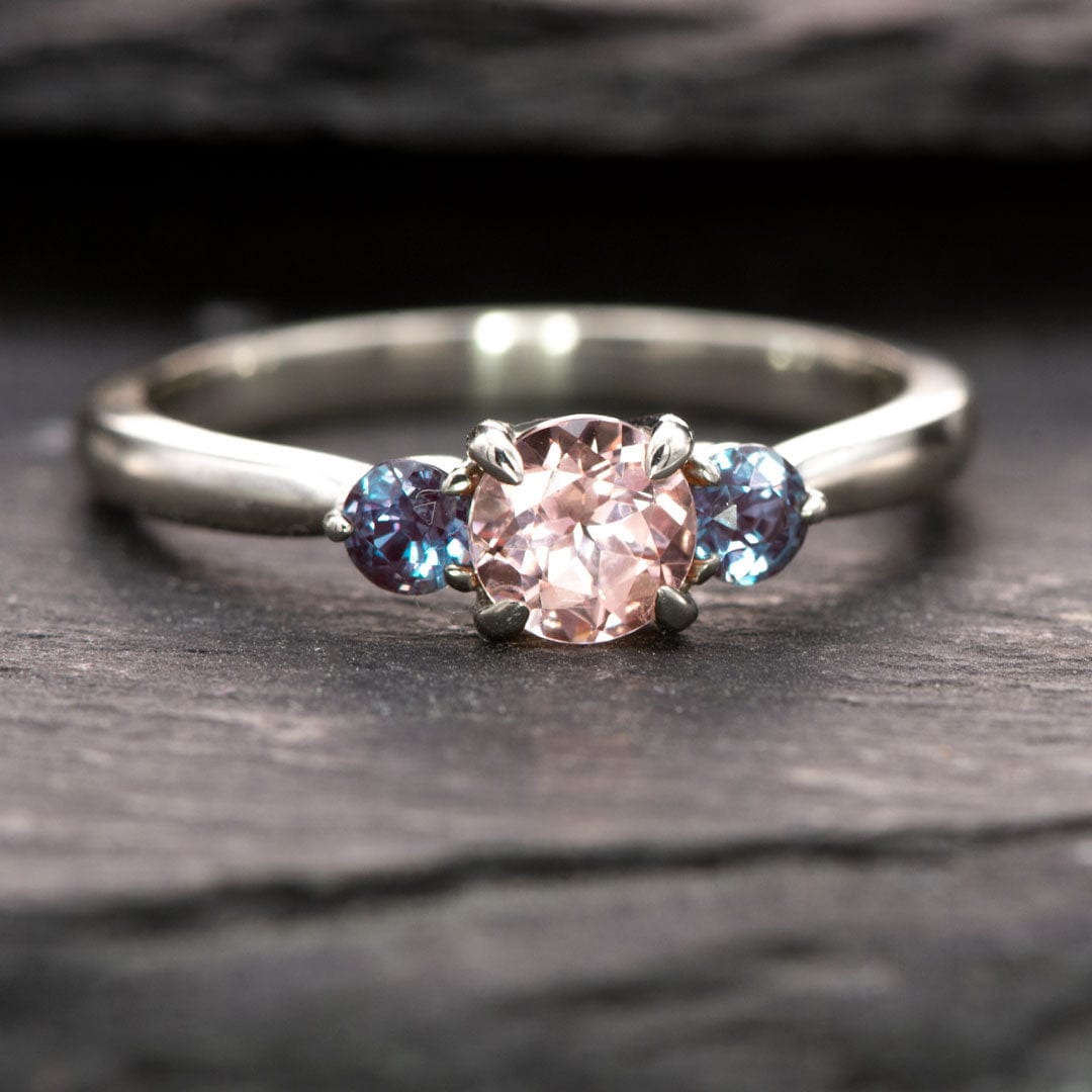 Tracy - Three Stone Prong Set Engagement Ring with Round Side Stones - Setting only Ring Setting by Nodeform