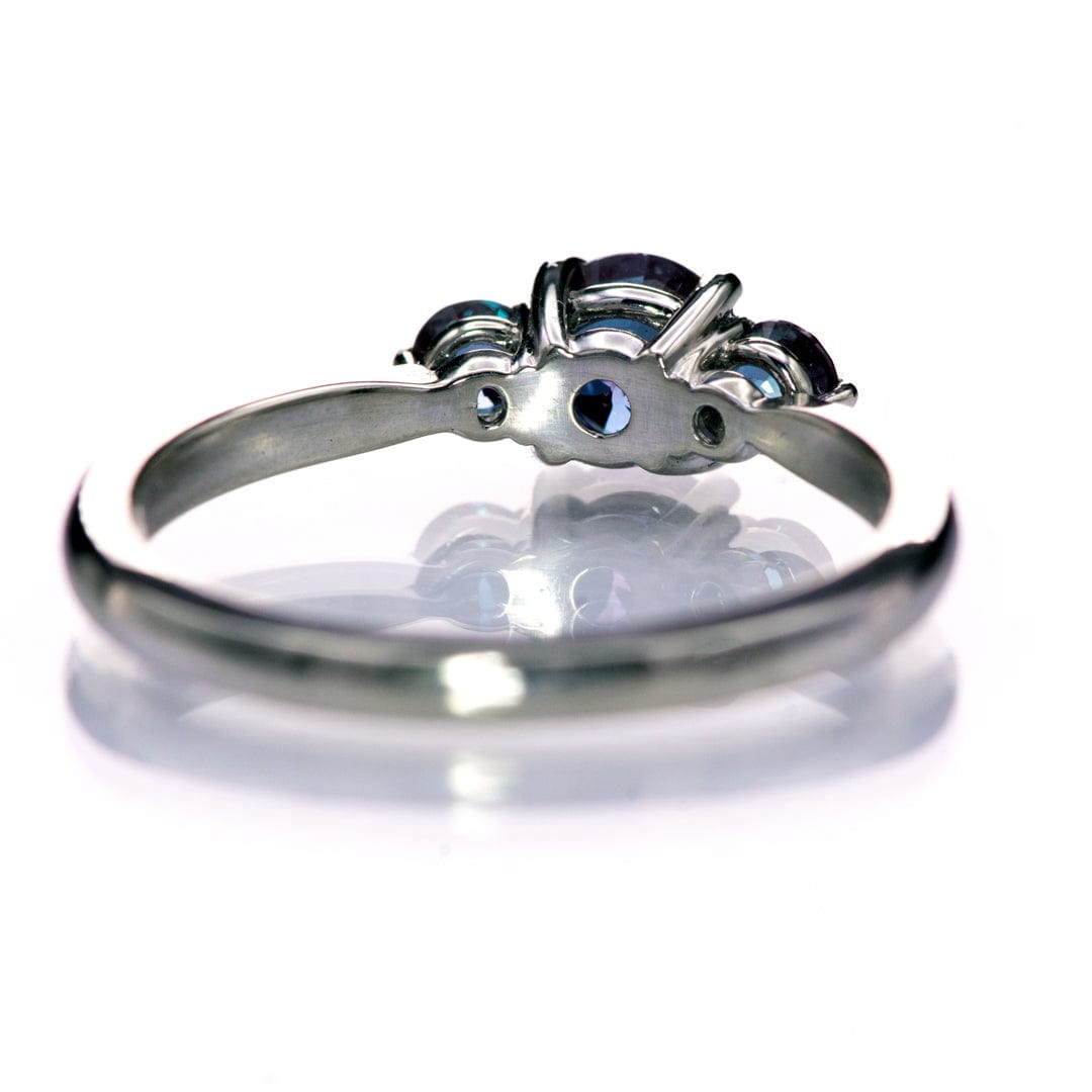 Tracy - Three Stone Prong Set Engagement Ring with Round Side Stones - Setting only Ring Setting by Nodeform