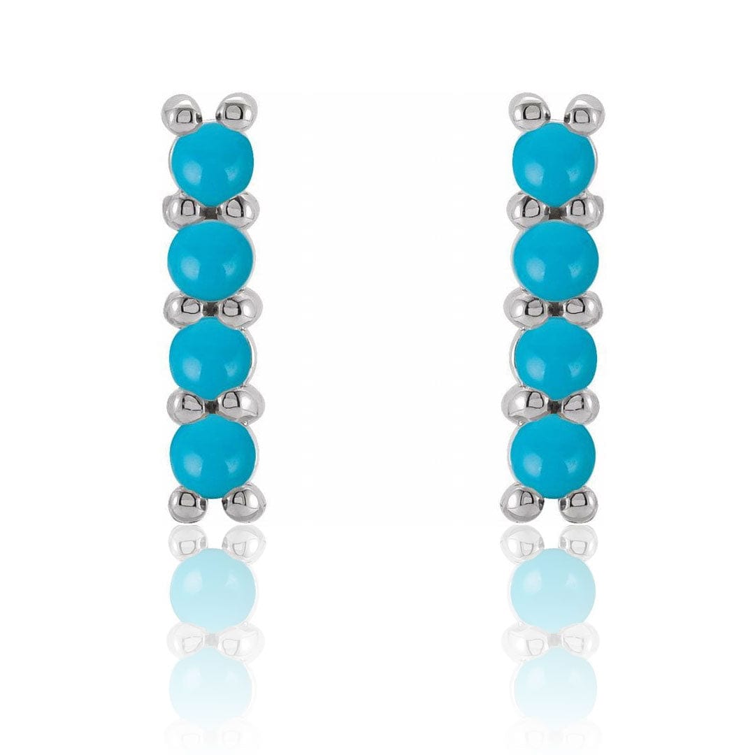 Turquoise Bar Studs Gold or Platinum Earrings 14k White Gold Earrings by Nodeform