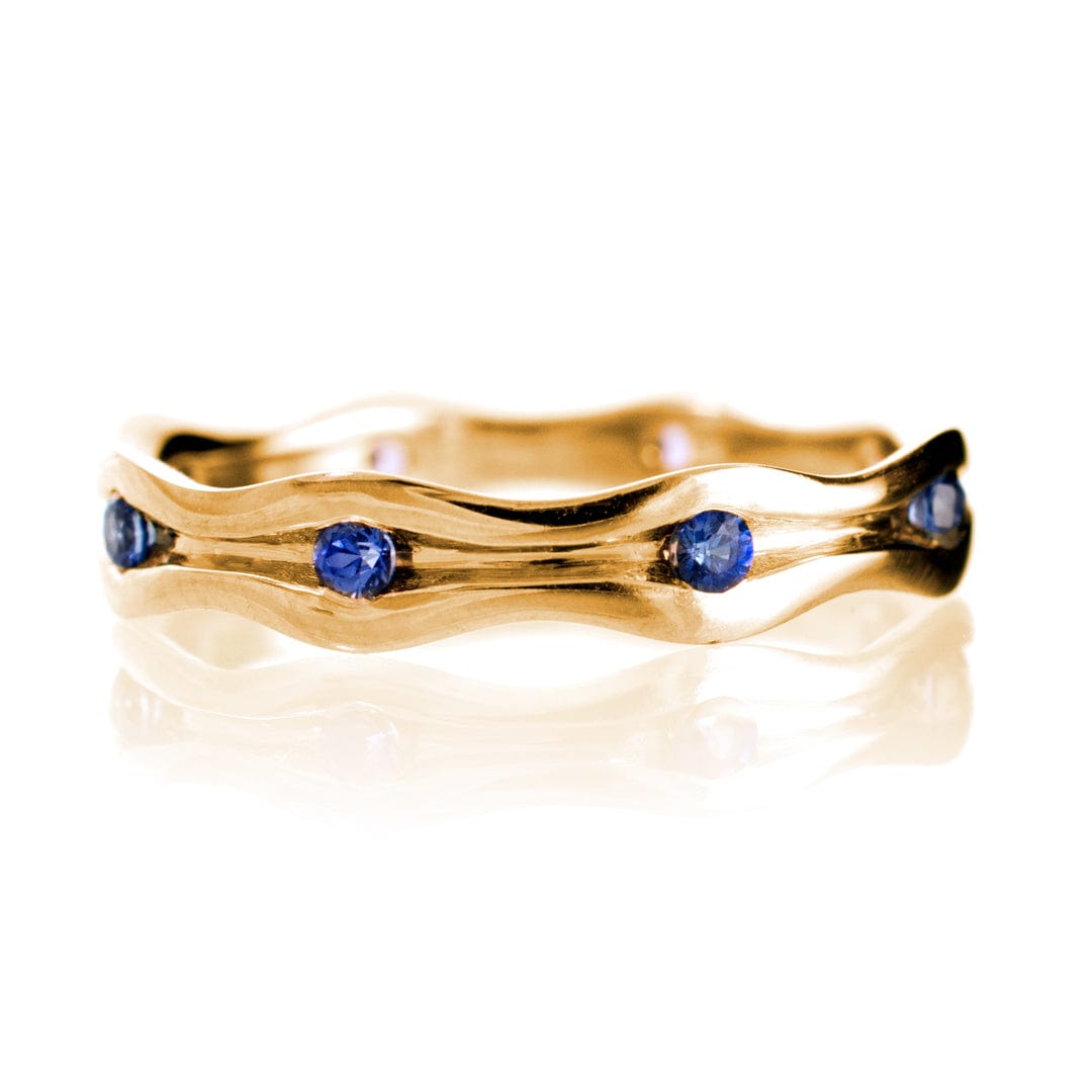 Wave Sapphire Eternity Wedding Ring 14k Rose Gold Ring by Nodeform