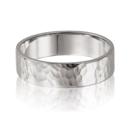 Hammered Flat Mens Wedding Band Ring by Nodeform