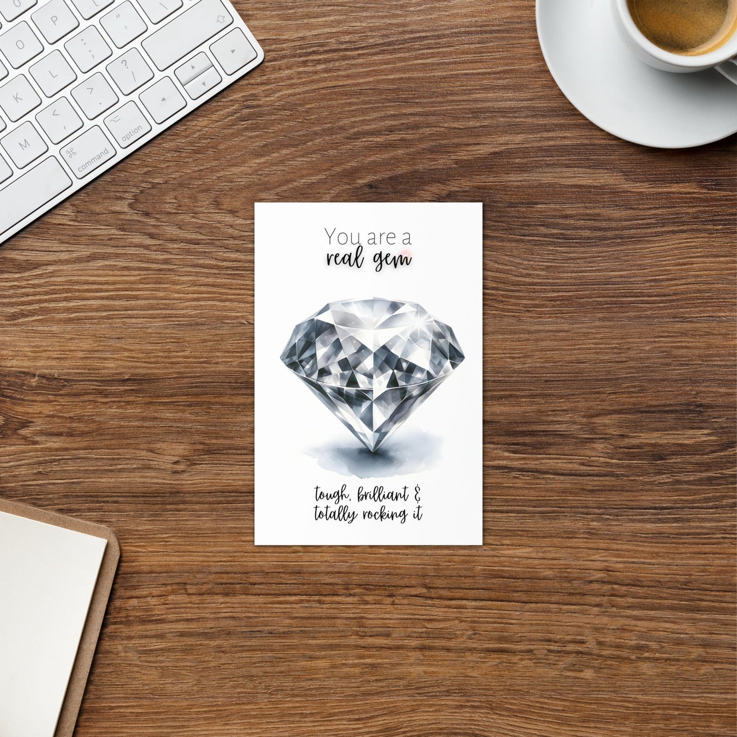 "You are a Gem Card," Watercolor Precious Diamond Printed Card by Nodeform