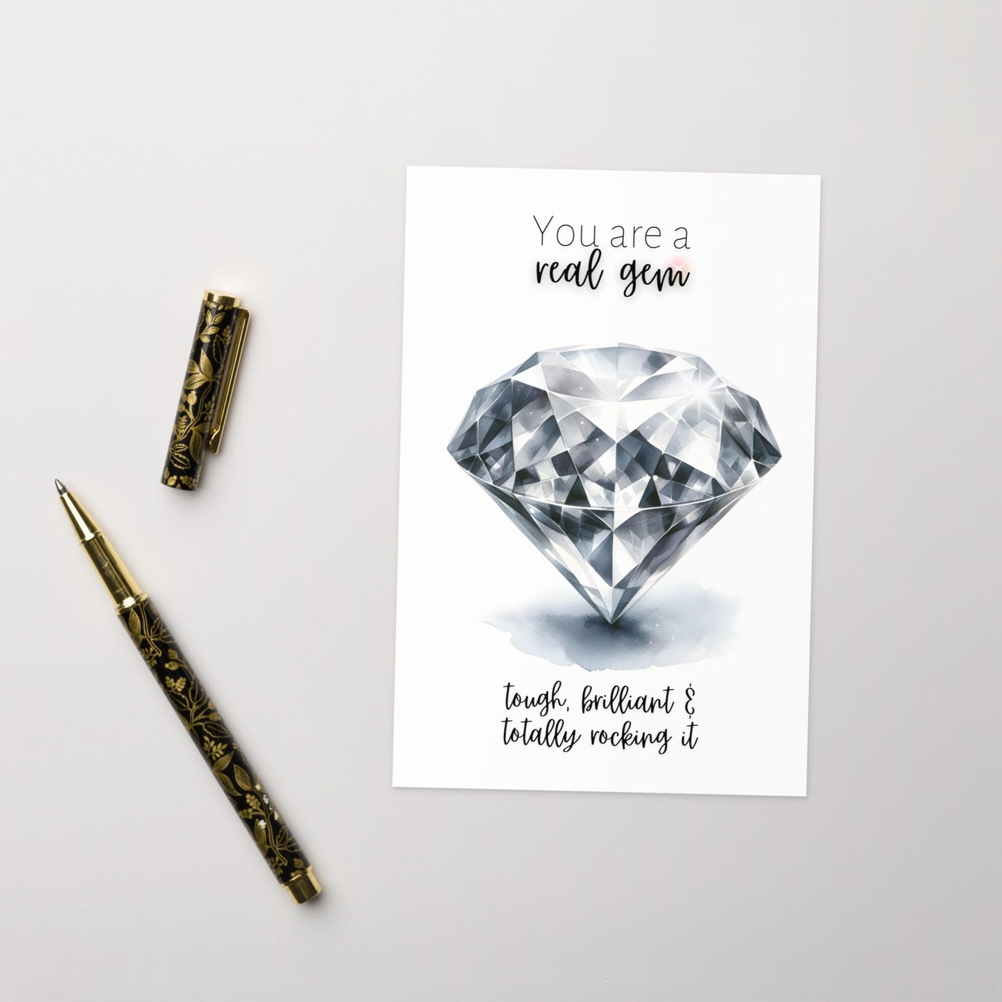 "You are a Gem Card" Watercolor Precious Diamond Printed Card Cards by Nodeform