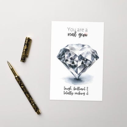 "You are a Gem Card" Watercolor Precious Diamond Printed Card Cards by Nodeform