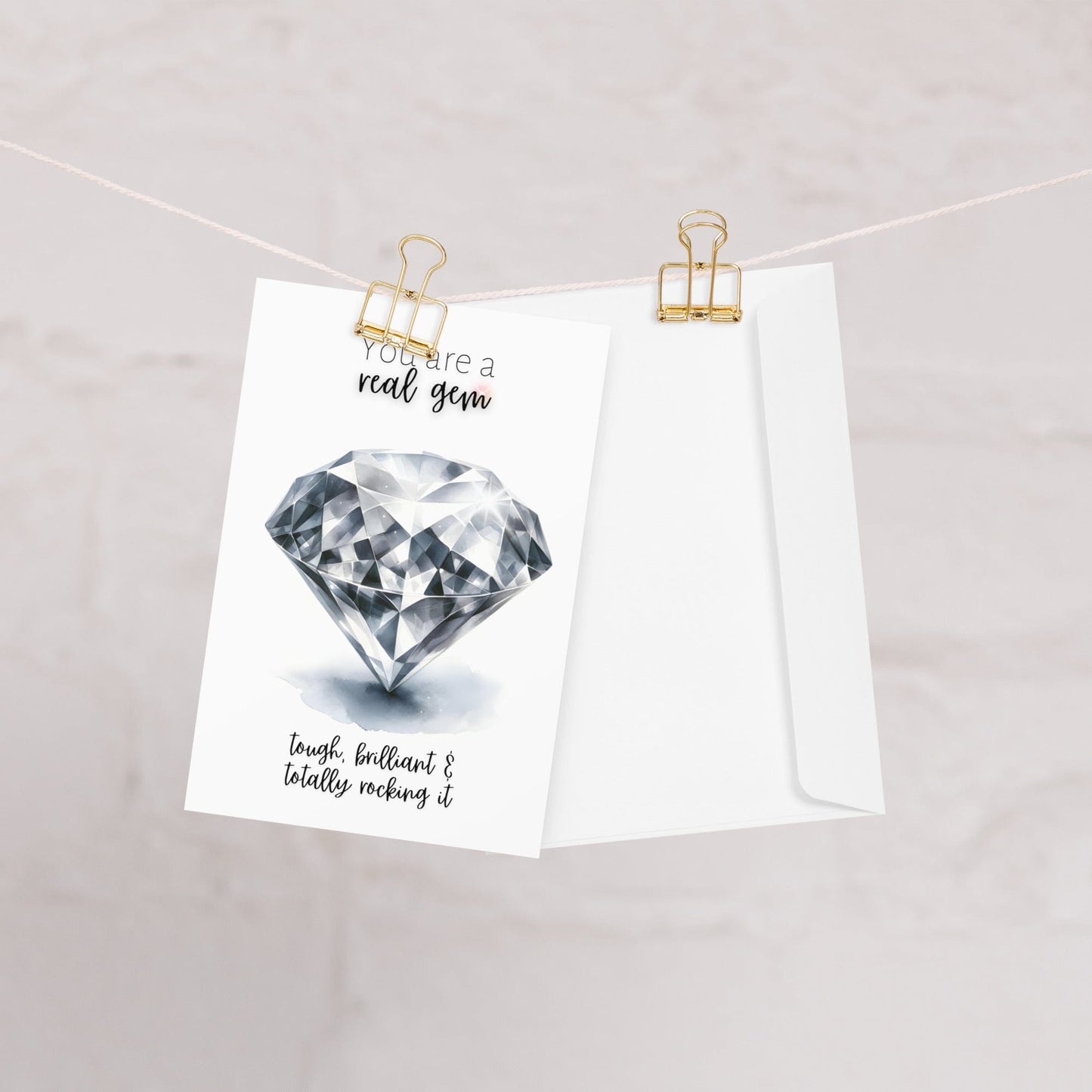 "You are a Gem Card," Watercolor Precious Diamond Printed Card by Nodeform