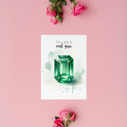 You are a real Gem | Watercolor Emerald Folded Card