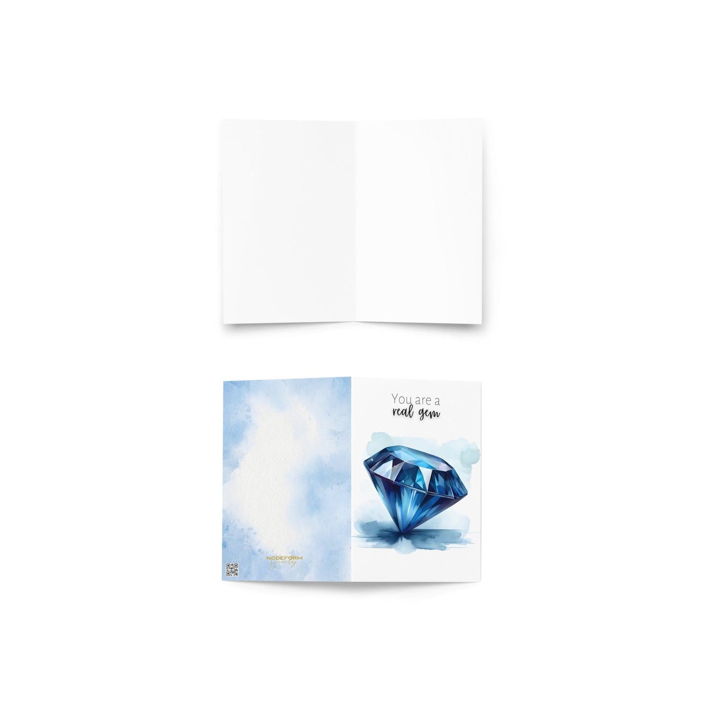 "You are a real gem" Watercolor Round Blue Sapphire Greeting Card Cards by Nodeform