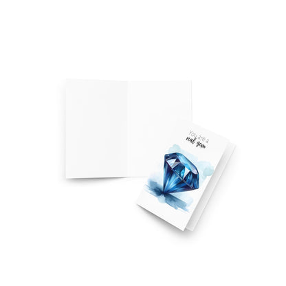 "You are a real gem" Watercolor Round Blue Sapphire Greeting Card Cards by Nodeform