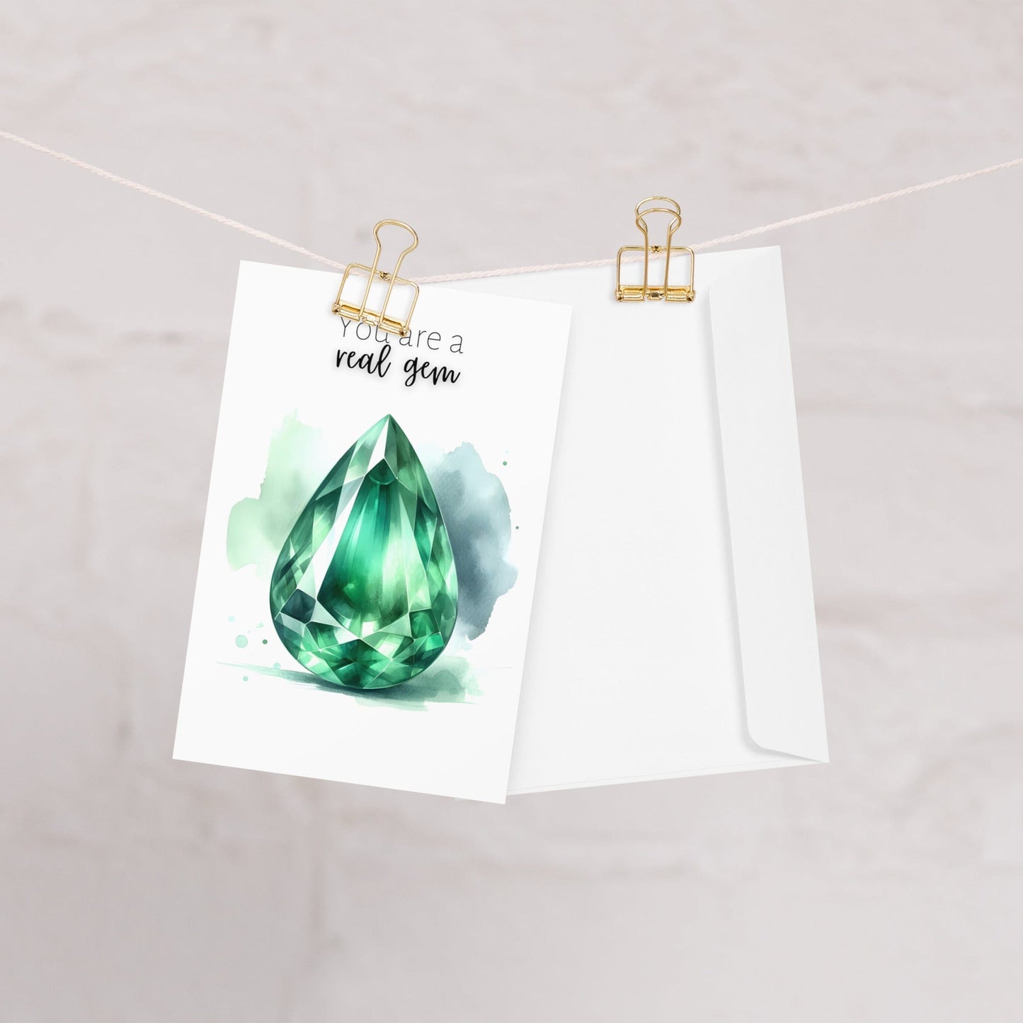 "You are a real Gem" Pear Emerald Greeting Card Cards by Nodeform