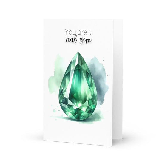 "You are a real Gem" Pear Emerald Greeting Card Cards by Nodeform