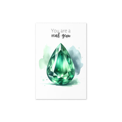 "You are a real Gem" Pear Emerald Greeting Card Cards by Nodeform