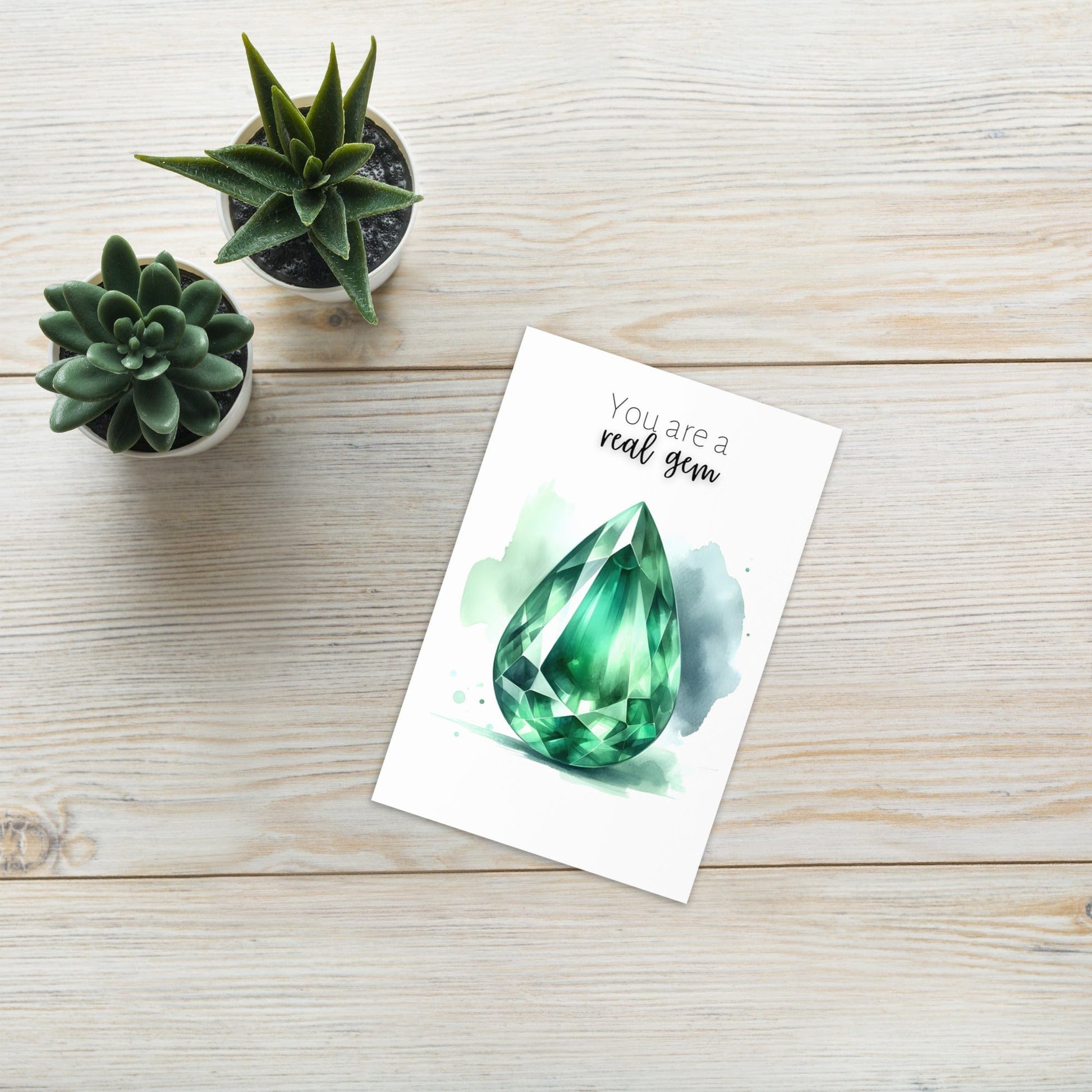 "You are a real Gem" Pear Emerald Greeting Card Cards by Nodeform