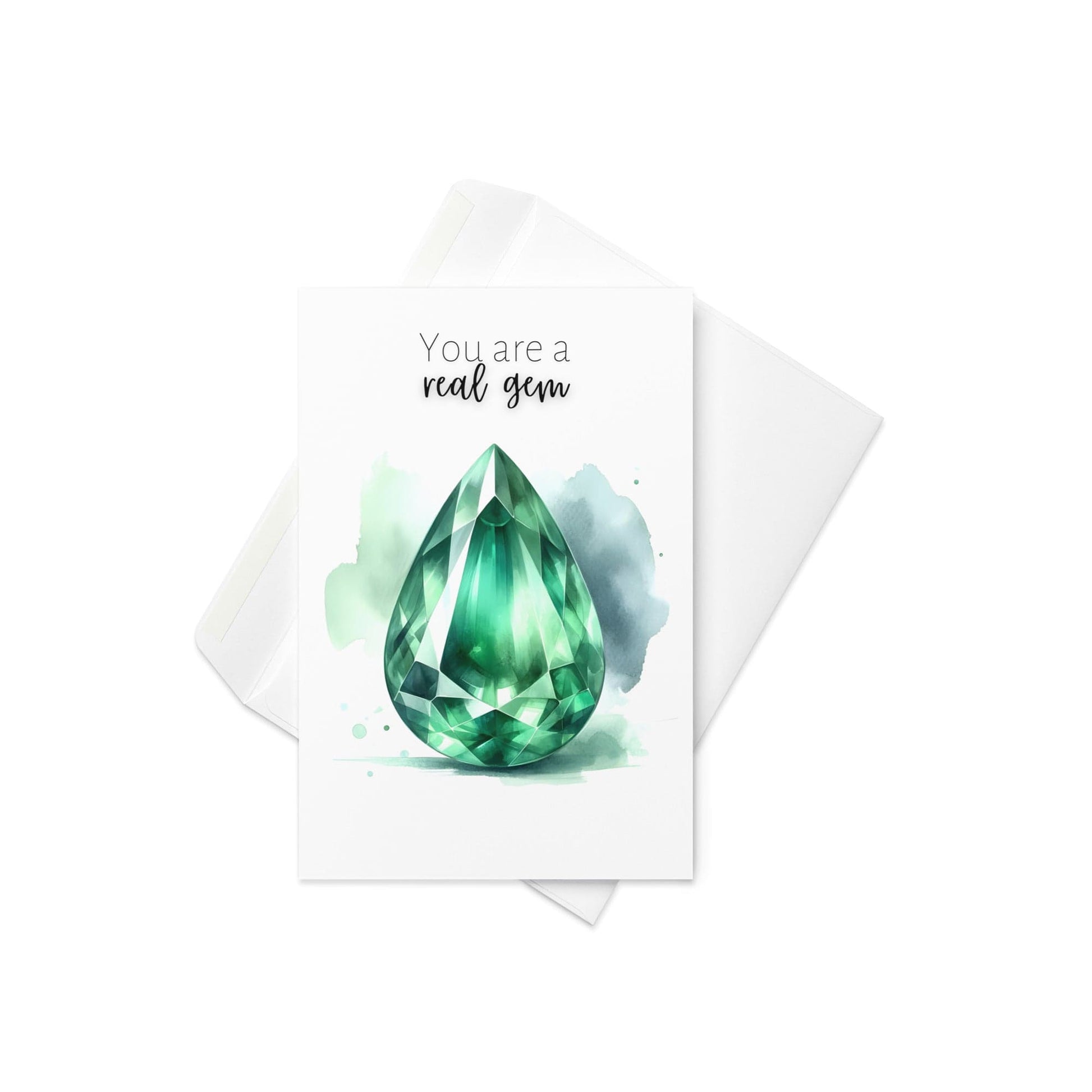 "You are a real Gem" Pear Emerald Greeting Card Cards by Nodeform