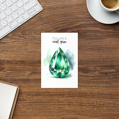 "You are a real Gem" Pear Emerald Greeting Card Cards by Nodeform