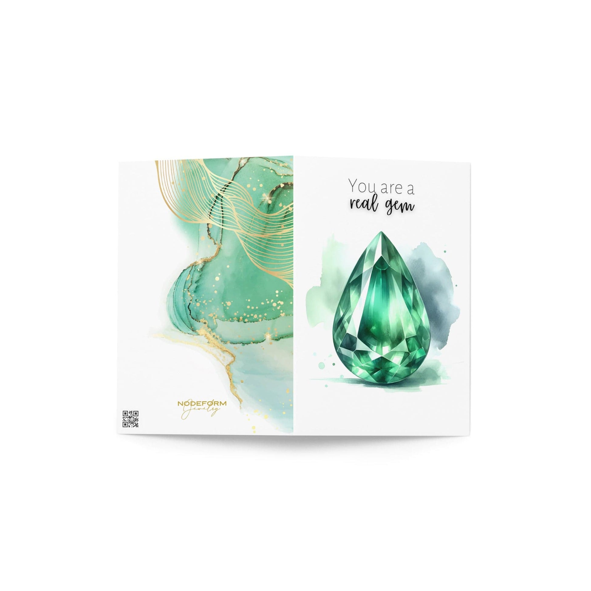 "You are a real Gem" Pear Emerald Greeting Card Cards by Nodeform