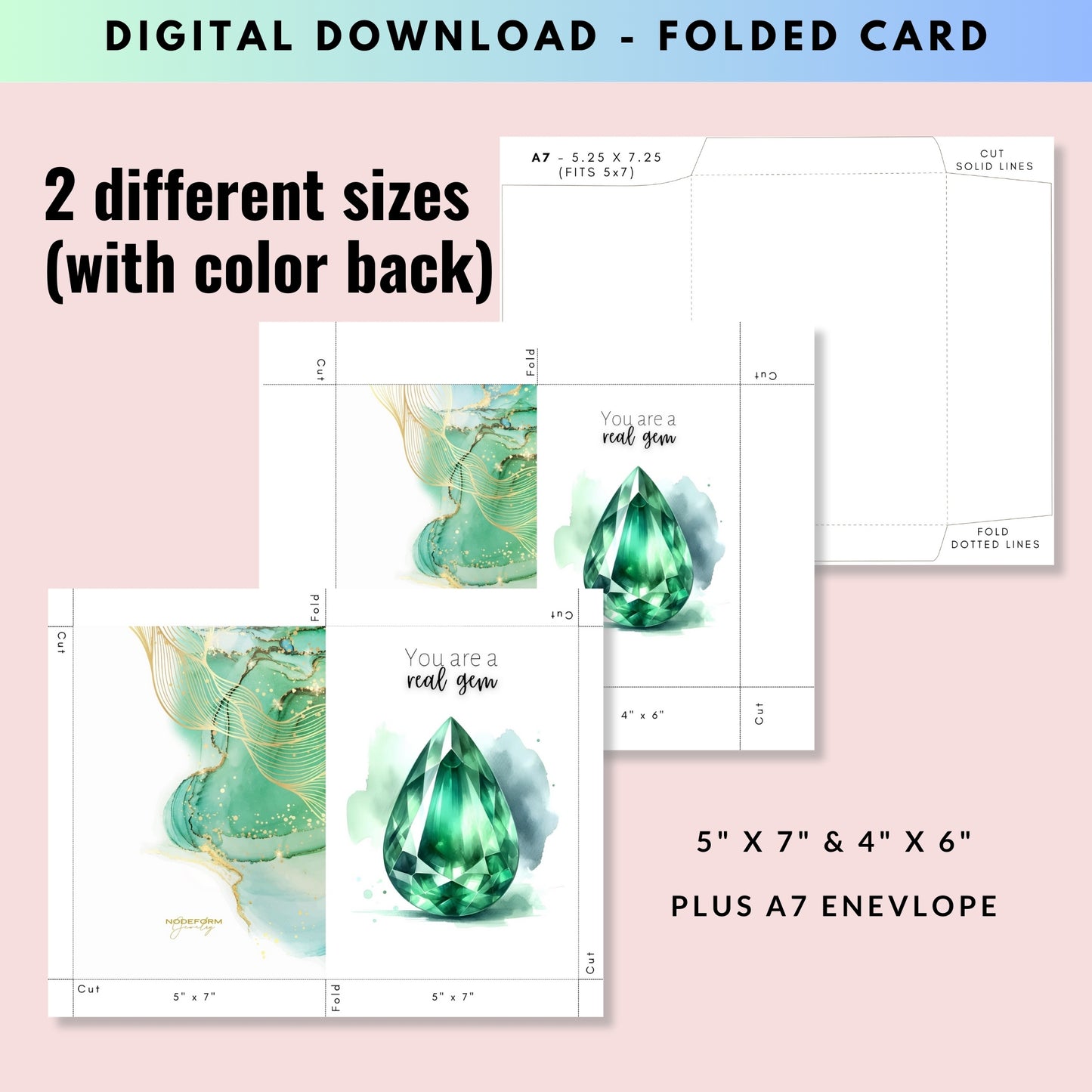 You are a real Gem | Watercolor Pear Emerald Greeting Card
