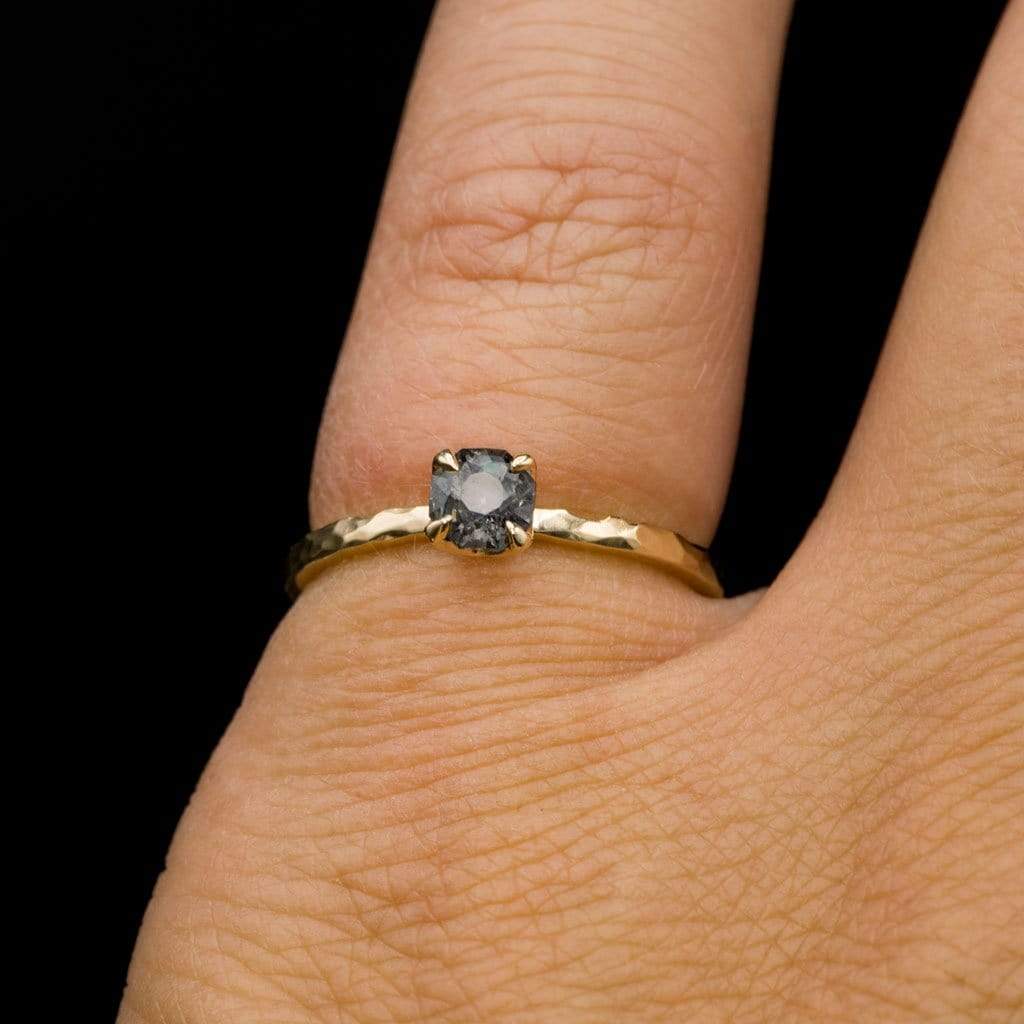 Octagon Gray Spinel Prong Set Stacking Solitaire Engagement Ring Ring by Nodeform