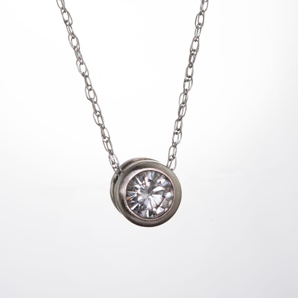 0.5ct 5mm Supernova moissanite necklace pendant slide white gold DSC 0163