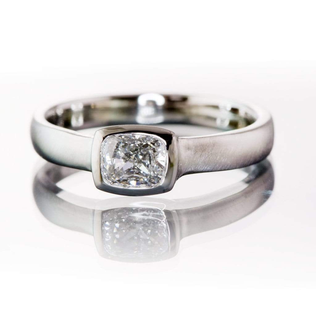 Cushion Cut 0.5ct Diamond Bezel Set Low Profile Solitaire Engagement Ring Ring by Nodeform