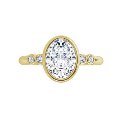 Brooklynn - Bezel Set Accented Engagement Ring with Side Stones - Setting only