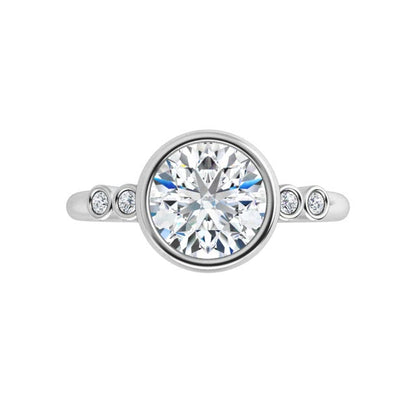 Brooklynn - Bezel Set Accented Engagement Ring with Side Stones - Setting only