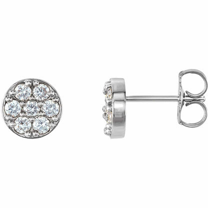 3/8CTW  Diamond, Moissanite or Sapphire Cluster Stud Earrings 14k White Gold / Diamonds Earrings by Nodeform