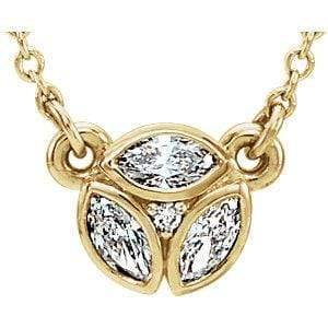 1/4CTW Marquise Diamond or Sapphire Bezel Set Cluster Pendant Necklace All Diamonds / 14K Yellow Gold Necklace / Pendant by Nodeform