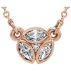 1/4CTW Marquise Diamond or Sapphire Bezel Set Cluster Pendant Necklace All White Sapphires / 14k Rose Gold Necklace / Pendant by Nodeform