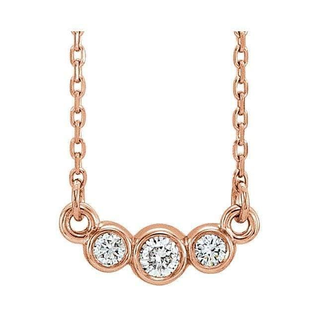1/8 CTW Diamond Graduated Round Bezel Pendant Necklace 14k Rose Gold / Genuine Diamonds H+/I1 Necklace / Pendant by Nodeform