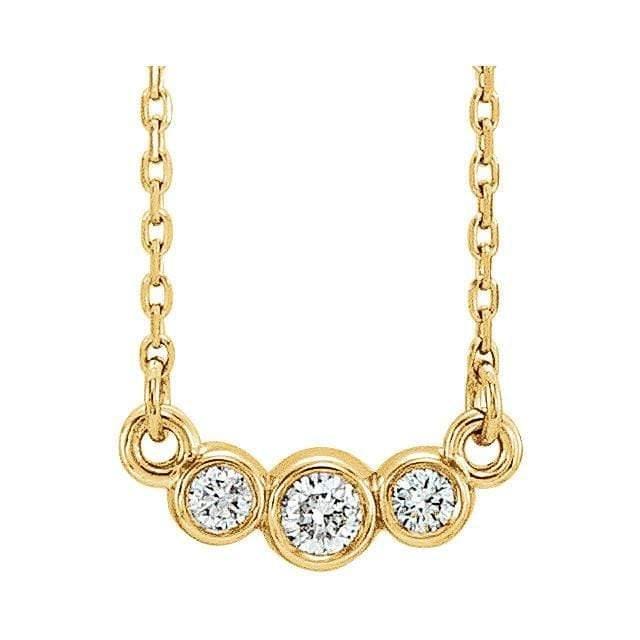 1/8 CTW Diamond Graduated Round Bezel Pendant Necklace 14k Yellow Gold / Genuine Diamonds H+/I1 Necklace / Pendant by Nodeform