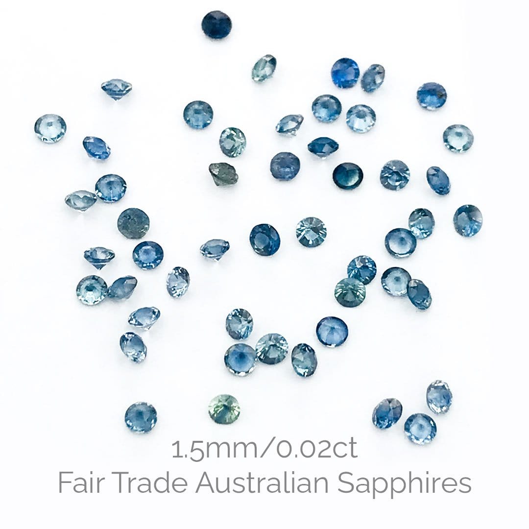 Flush Set Blue Sapphire Accent Add-on 1.5mm/0.02ct Fair Trade Light/Medium Blue Australian Sapphire Custom work by Nodeform