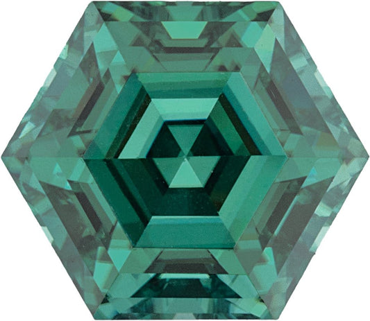 Hexagon Step Cut Green Moissanite Gemstone Loose Gemstone by Nodeform