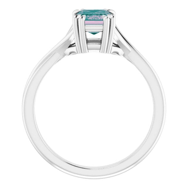 Emerald Cut Alexandrite Ivy Ring - 10k White Gold Double Prong Set Split Shank Solitaire Engagement Ring, Ready to Ship Ring Ready To Ship by Nodeform