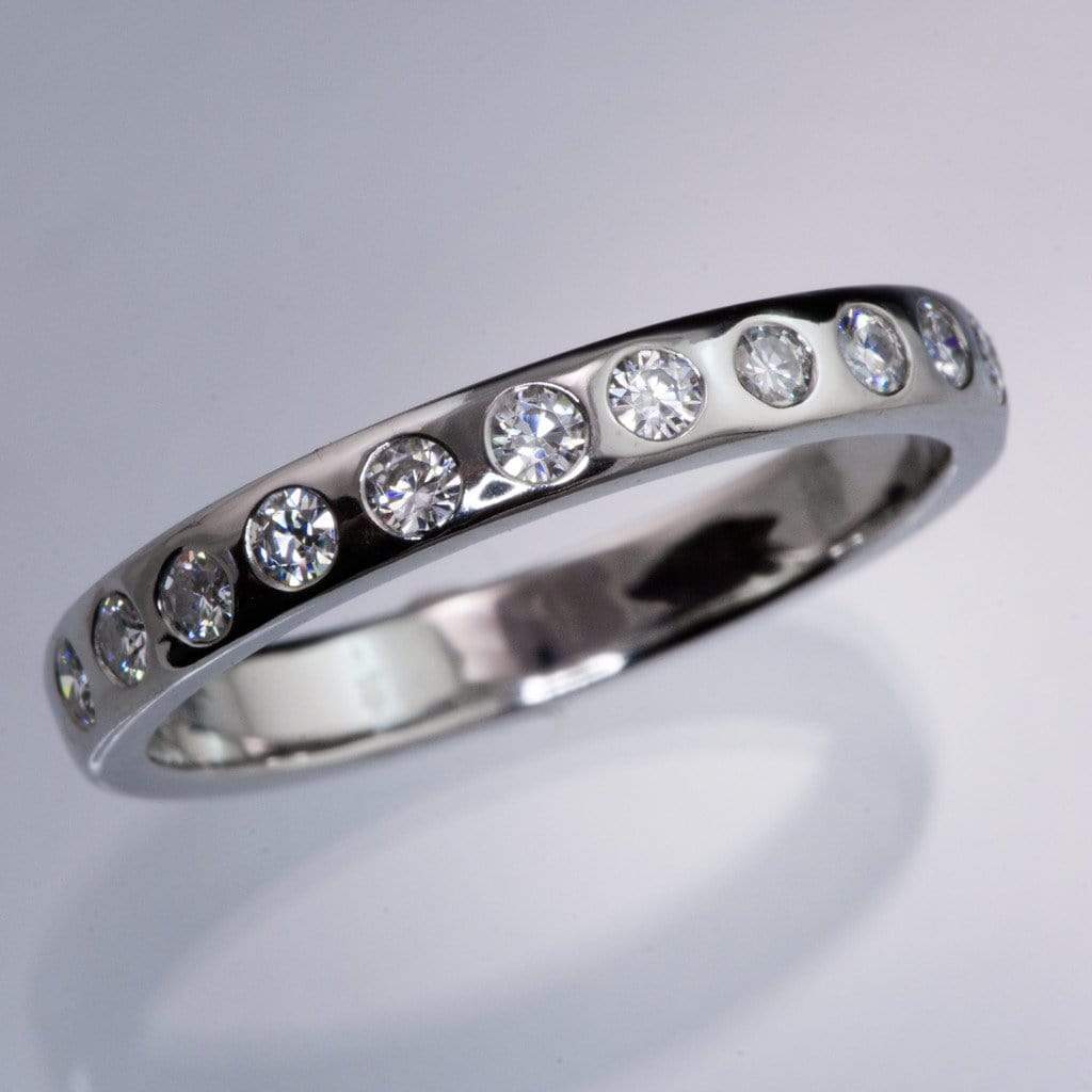 Narrow 12 Moissanite Flush Set Wedding Ring 2.5mm / Sterling Silver Ring by Nodeform