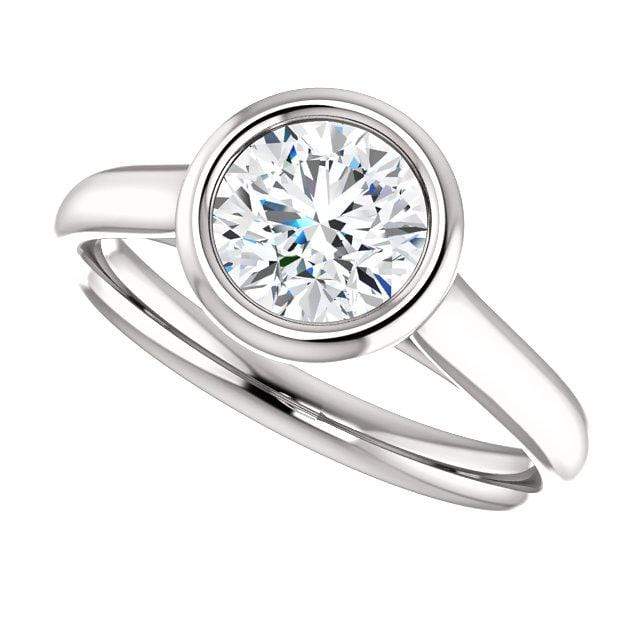 Olivia Ring - Round Moissanite Full Bezel Cathedral Band Solitaire Engagement Ring Ring by Nodeform