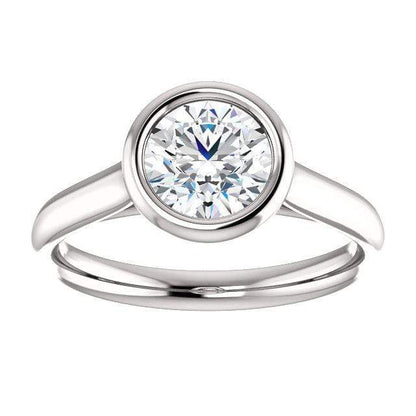 Olivia Ring - Round Moissanite Full Bezel Cathedral Band Solitaire Engagement Ring Ring by Nodeform