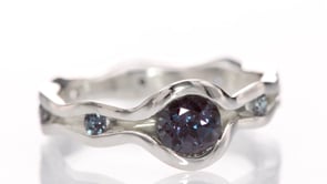 Accented Wave Alexandrite Engagement Ring