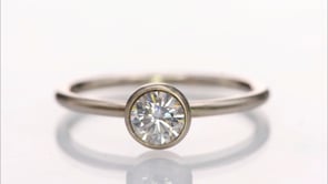 Round Moissanite or Lab Diamond Martini Bezel Skinny Stacking Solitaire Ring